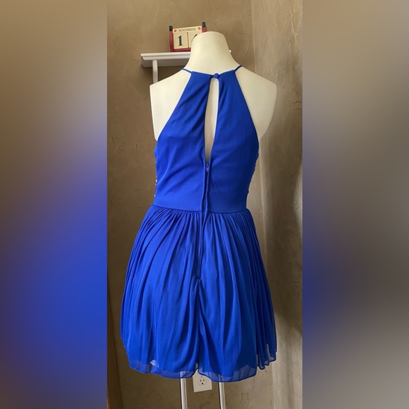 B.Darlin Halter mini Promo Dresses Royal Blue juniors size  7/8 Stone waistline - Picture 2 of 15